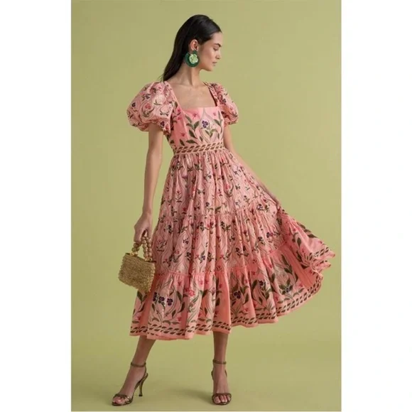 Agua by Agua Bendita Pacifico Pink Midi Dress Size Small - Picture 4 of 4